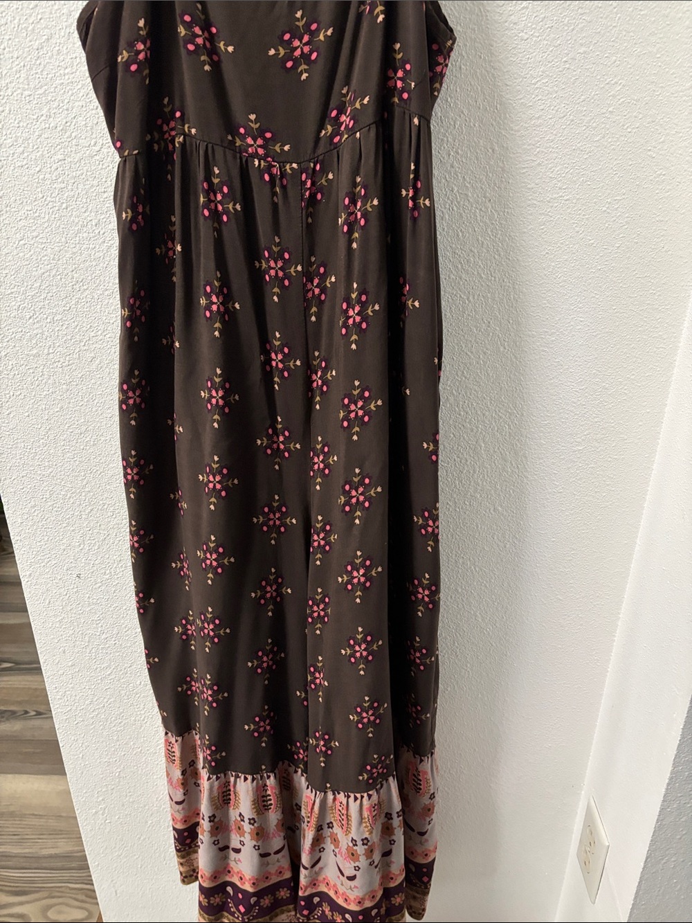 NATURAL LIFE Brown Jumpsuit with Pink Printed Hem - Picture 4 of 6